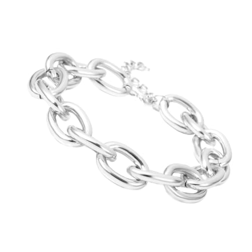 AKOOSY Minimalistische Punk Halskette Metall Gliederkette Choker Vintage Design Damen Geometrisch Silberfarben von AKOOSY