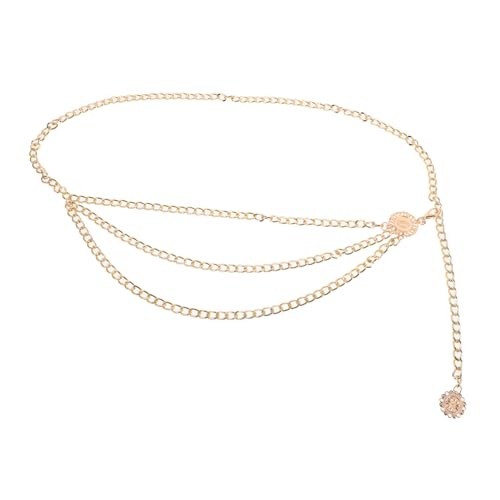 AKOOSY Mode Taillenkette Damen Vintage Ethno Schmuck Bauchkette mit Anhänger für Strand Party Boho Stil Goldfarbene Körperkette Sommerliche Hüftkette von AKOOSY