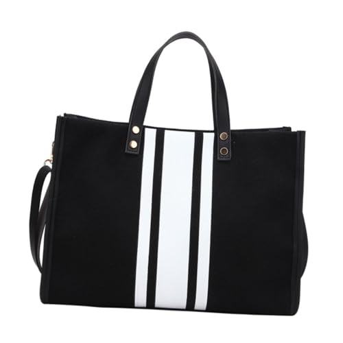 AKOOSY Modische Damen Tote Bag Großes Fassungsvermögen Robuste Handtasche mit Verstellbarem Schultergurt Schwarz Freizeit Shopper Tasche Komfortabel und Praktisch von AKOOSY