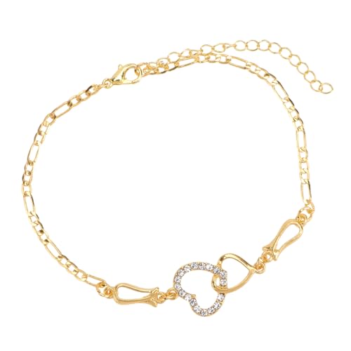 AKOOSY Modisches Herz Charm Armband Damen Verstellbares Vergoldetes Kupfer Schmuckstück Hautfreundlich als für Frauen zu Valentinstag Hochzeit Weihnachten von AKOOSY