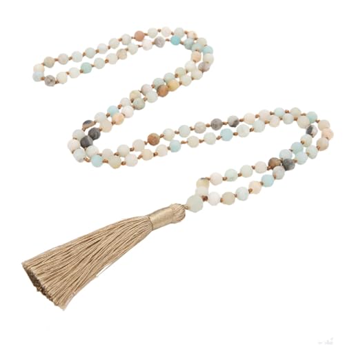 AKOOSY Natürliche Perlen Halskette mit Handgeknoteten Halbedelsteinen Modischer Vielseitiger Schmuckanhänger für Damen Langlebig und Komfortabel Kreatives Design für Verschiedene Anlässe von AKOOSY