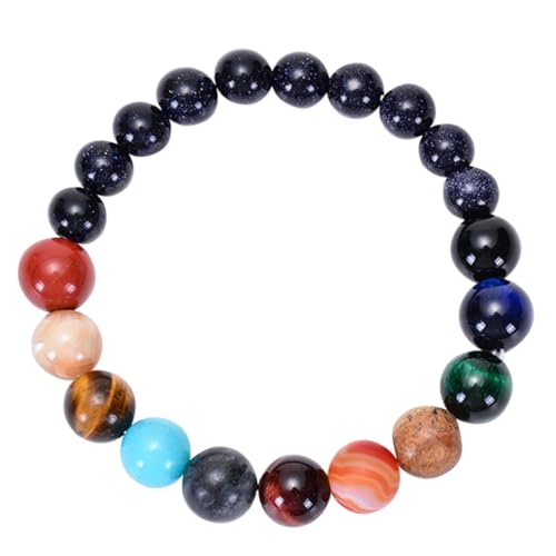 AKOOSY Natürliche Stein Armband mit Planeten Design Kreatives Solar System Schmuckstück Modische Planetenschmuck Kette für Alltag Party und Festliche Anlässe von AKOOSY