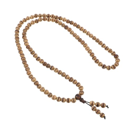 AKOOSY Naturholz Gebetskette Perlen Handgefertigt Glatte Oberfläche Spirituelle Meditation Halskette Unisex Segensgeschenk für Männer und Frauen von AKOOSY