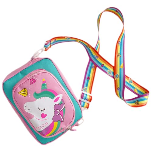 AKOOSY Niedliche Einhorn Schultertasche aus Strapazierfähigem Oxford Multifunktionale Crossbody Umhängetasche für Mädchen Leicht Praktisch als Geldbörse und Handytasche für Kleinkinder von AKOOSY