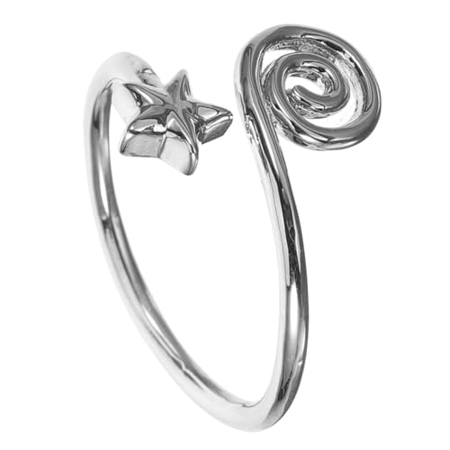 AKOOSY Offener Verstellbarer Zehenring für Damen mit Vintage Sternmotiv Flexibler Silberfarbener Fußschmuck für Strand und Party Anlässe Eleganter Schmuck für Frauen und Mädchen von AKOOSY