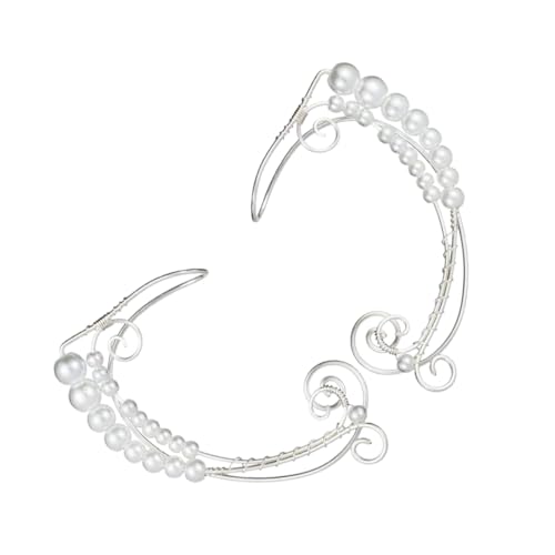 AKOOSY Ohrclips Damen Ear Cuff Ohrhaken Schmuck mit Perlen Leichter Ohrring für Alltag Party und Cosplay nicht Durchstochen Sicher und Angenehm von AKOOSY