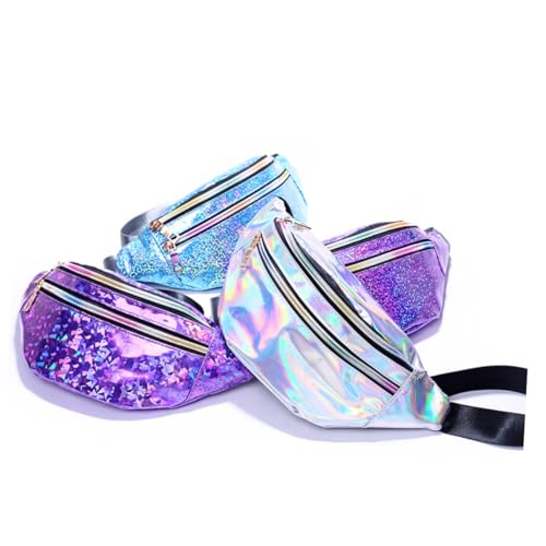 AKOOSY PU Bauchtasche Damen Reflektierende Pailletten Hüfttasche Schultertasche Crossbody Bag Großes Fassungsvermögen für Outdoor Reisen Freizeit von AKOOSY