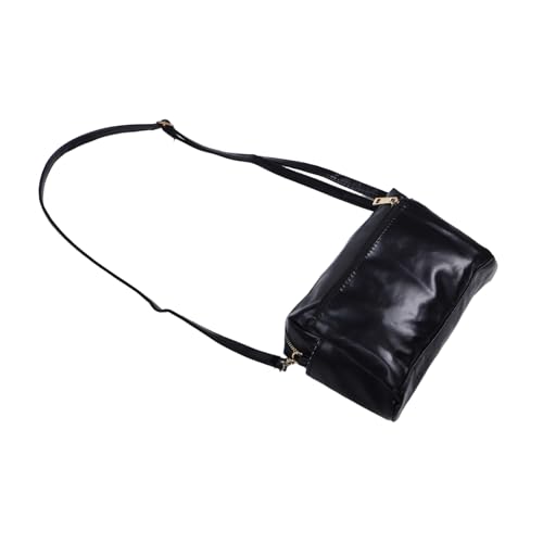 AKOOSY PU Damen Mini Crossbody Schultertasche mit Verstellbarem Riemen Kompakte Handtasche mit Mehreren Fächern Strapazierfähige und Praktische Umhängetasche für Alltag und Reise Schwarz von AKOOSY