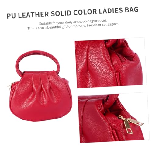 AKOOSY PU Damen Mini Geldbörse mit Reißverschluss und Schnalle Modische Kleine Handtasche in Rot Sichere Münztasche für Alltag und Shopping Faltbare Clutch Tasche von AKOOSY
