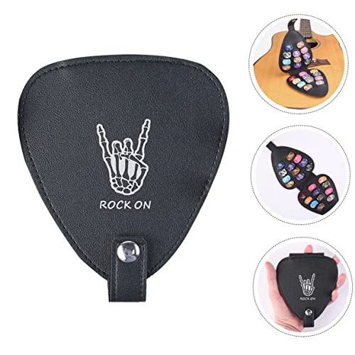 AKOOSY PU Leder Gitarren Plektrum Tasche Strapazierfähig Kompakt mit Schnappverschluss für Gitarren Plectrum Organizer Schwarz von AKOOSY