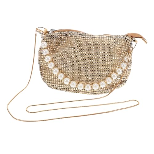 AKOOSY Perlen Clutch Handtasche Damen Glitzer Abendtasche Party Hochzeit Frühling Casual Handgefertigt Modisch Goldfarben von AKOOSY