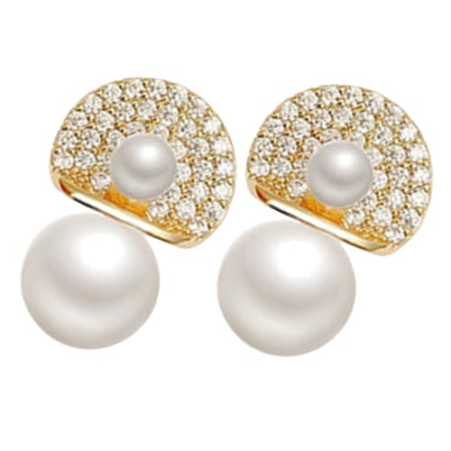 AKOOSY Perlen Ohrstecker Damen mit Künstlichen Diamanten Leichte Schmuck Ohrhänger für Frauen und Mädchen Eleganter Klassischer Stil Passend zu Kleidern und Alltag von AKOOSY