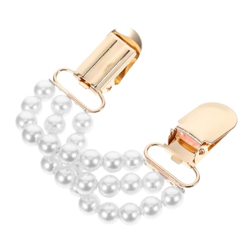 AKOOSY Perlenbesetzter Strickjacken Clip mit Kette Eleganter Schalclip und Pullover Clips für Damen Vielseitiger Schmuck für Kleider Cardigans Hemden für Partys und Alltagsmode von AKOOSY