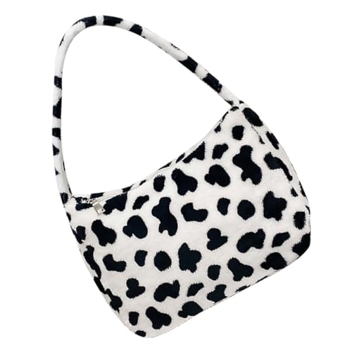 AKOOSY Plüsch Damen Schultertasche mit Muster Weiche Einzelschultertasche mit Reißverschluss Vielseitige Armpittasche für Alltag und Langlebiges Material Mittlere Kapazität von AKOOSY