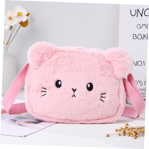AKOOSY Plüsch Umhängetasche Mädchen Kuschelige Schultertasche Verstellbarer Gurt Große Kapazität Sicherer Reißverschluss Alltagstasche Rosa von AKOOSY