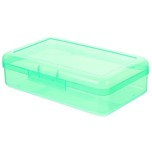 AKOOSY Praxistaugliche Große Aufbewahrungsbox Kunststoff für Bleistifte und Schreibwaren Tragbare Federmappe für Schule Büro und Zuhause Grün mit Praktischem Deckel Leicht und Langlebig von AKOOSY