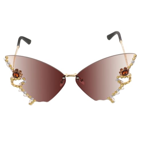 AKOOSY Randlose Schmetterling Sonnenbrille Damen mit Strasssteinen Partybrille Modisch Einzigartig Lustig Eyewear für Fotos und Festlichkeiten AKOOSY Randlose Schmetterling Sonnenbrille Damen mit Strasssteinen Partybrille Modisch Einzigartig Lustig Eyewear für Fotos und Festlichkeiten von AKOOSY