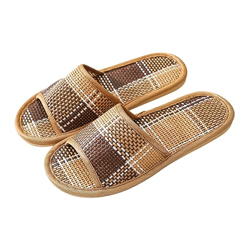 AKOOSY Rattan Geflochtene Hausschuhe Leicht Sommer Kühl Komfortable Indoor Pantoletten Mute Walking Design Für Damen und Herren von AKOOSY