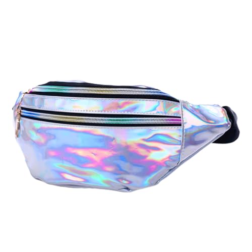 AKOOSY Reflektierende Pu-Kunststoff Bauchtasche mit Bunten Pailletten Modische Hüfttasche für Damen Leicht Große Kapazität Vielseitig für Outdoor Reisen Alltag mit Mehreren Fächern von AKOOSY