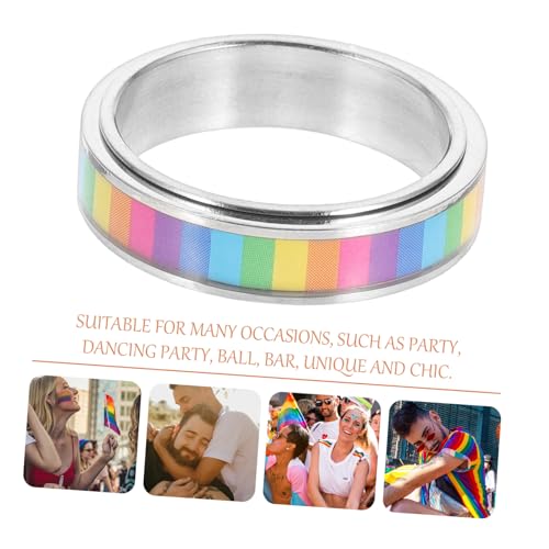 AKOOSY Regenbogen Pride Ring aus Langlebiger Legierung Stilvolles Lgbtq Schmuckaccessoire Geeignet für Partys Sommerpicknick und Besondere Anlässe Modisch Unisex Geschenk für Lesben und von AKOOSY