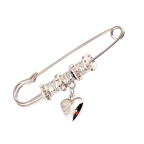 AKOOSY Retro Brosche für Strickjacke mit Modischem Herz Design Großer Silberner Schal Clip Dekorative Vintage Spange Elegantes Accessoire für Damen und Vielseitige Anlässe von AKOOSY