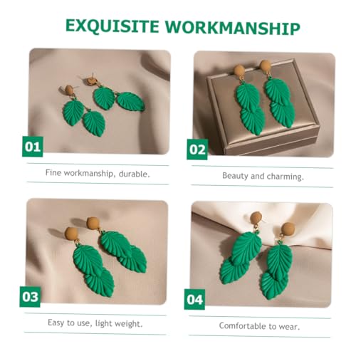 AKOOSY Retro Damen Ohrhänger in Blattform Grün Lackiert Leichtes Legierungsmaterial Langlebig und Hautfreundlich Modisches Schmuckaccessoire für Alltag Party und Geschenkideen von AKOOSY