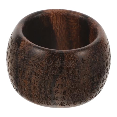 AKOOSY Retro Holz Daumenring Tigerstreifenmuster mit Buddhistischer Prajna Herz Gravur Schlichtes Herren Schmuckstück für Alltag Party und Komfortabel und Sicher Tragbar von AKOOSY