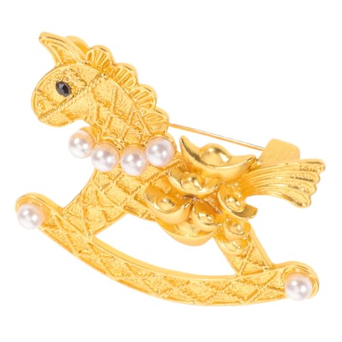 AKOOSY Retro Horse Brooch Pin mit Ingot und Perle Vintage Metall Dress Pin für Anzug Mantel Hemd Symbol für Reichtum und Glück Vielseitiger Anstecker für Business Feier und Alltag von AKOOSY