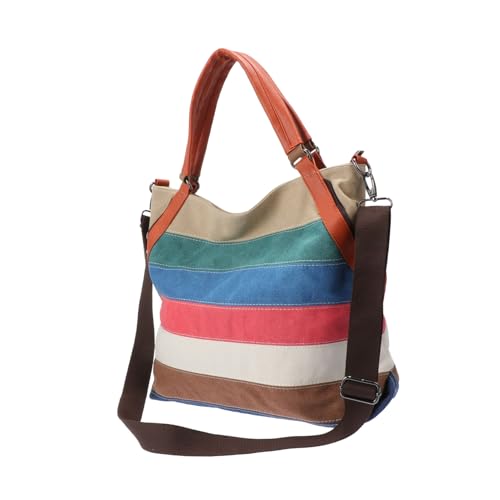 AKOOSY Retro Schultertasche Damen Großvolumig Vielseitig Tragbar Modisch Gestreift Lässige Umhängetasche All Match Freizeit Tasche von AKOOSY