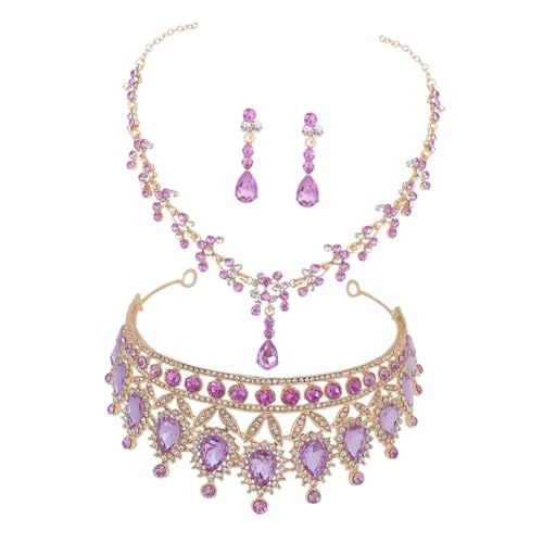 AKOOSY Rhinestone Strass Prinzessin Schmuck mit Tiara Ohrringen und Halskette Elegantes Bridal Accessoire für Hochzeitstag und Festliche Anlässe Damen Schmuck von AKOOSY