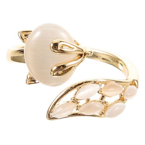 AKOOSY Rhinestone Tier Offener Ring Damen Einstellbar Katzenaugenstein Design Stilvolles für Hautfreundliches Material Langlebig Elegant von AKOOSY