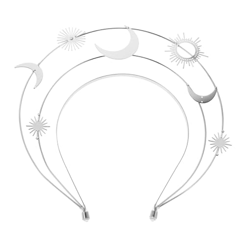 AKOOSY Romantisches Stern-mond Haarreif Damen Fünf-punkte-stirnband Leichtes Hochzeits Party-accessoire Römische Göttin Kopfschmuck Silber für Geburtstagsfeiern und Cosplay von AKOOSY