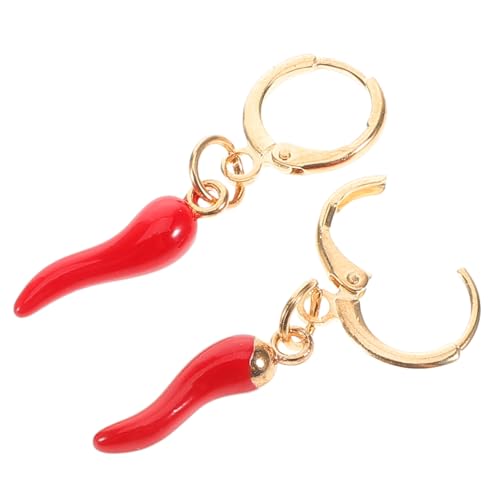 AKOOSY Rote Creolen Ohrringe mit Chili Pfeffer Anhänger Goldbeschichtete Kleine Tropfenohrringe und Verspielte Damen Schmuckstücke Bequeme für Alltag und Party von AKOOSY
