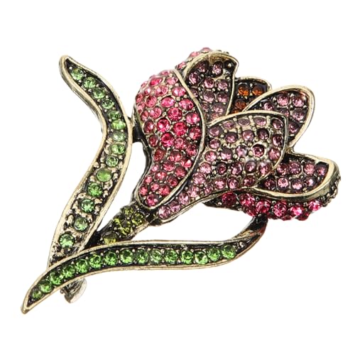AKOOSY Rote Rosenbrosche mit Strass Damen Anstecknadel Blumenbrosche für Kleidung Schal Mantel Lapel Pin Langlebige Modebrosche für Party Geschenkidee von AKOOSY