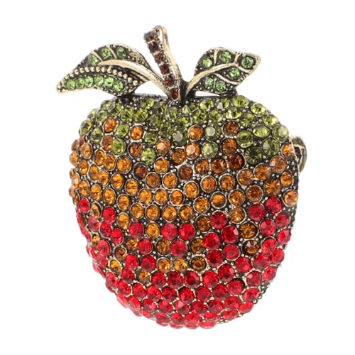 AKOOSY Roter Apfel Brosche für Damen Süße Vintage Brosche mit Bunten Kristallen für Jacken Pullover Schals und Kleider Elegantes Accessoire für von AKOOSY