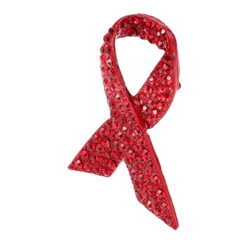 AKOOSY Roter Schleifen Broschen Anstecknadel für Brustkrebs und Welt Aids Tag mit Strassstein Sicherer Halt Einfach zu Befestigen Modisches Schmuck Accessoire für Kleidung und Pullover von AKOOSY