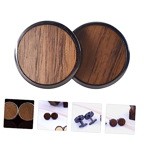 AKOOSY Runde Manschettenknöpfe aus Echtem Holz Langlebige Herren Hemdknöpfe Natürliche Holzakzente für Hemden und Mäntel Stilvoll und Robust Einfache Anbringung von AKOOSY