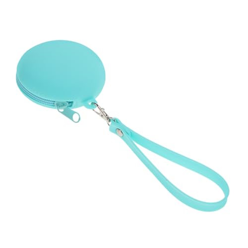 AKOOSY Runde Silikon Münzgeldbörse Kleines Portemonnaie mit Reißverschluss für Erwachsene Kompakt Leicht Wasserabweisend Tragbar Grünes Cartoon Design Praktischer Schmuck Organizer von AKOOSY