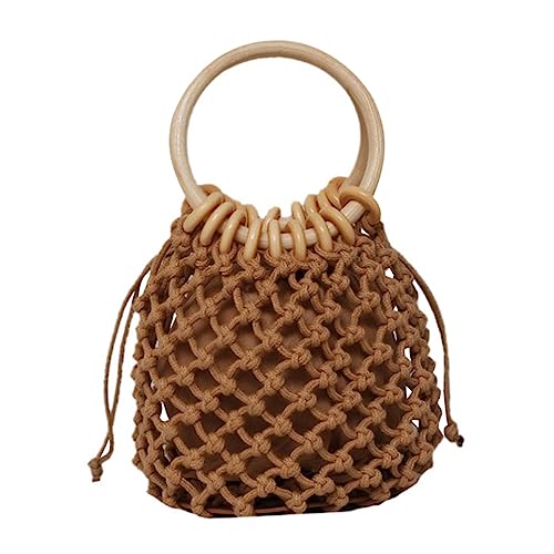 AKOOSY Runde Strandtasche mit Holzgriffen Praktische Damen Reisetasche Große Kapazität für Handy Geldbörse und Kosmetik für Reisen und Shopping AKOOSY Runde Strandtasche mit Holzgriffen Praktische Damen Reisetasche Große Kapazität für Handy Geldbörse und Kosmetik für Reisen und Shopping von AKOOSY