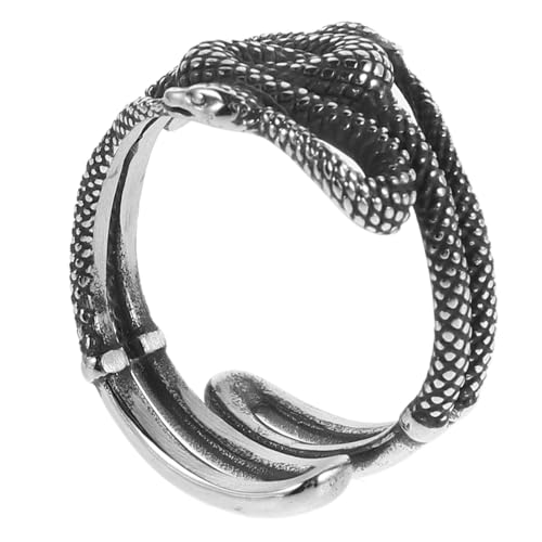 AKOOSY Schlangenring Aus Edelstahl Stapelbarer Gothic-fingerring Mit Offenem Design Retro-mode-schlangenschmuck Für Herren Passend Für Verschiedene Fingergrößen von AKOOSY