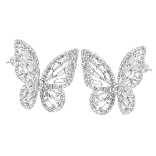 AKOOSY Schmetterlingsohrringe Damen Metall Zirkonia Ohrstecker Hohl Elegant Modisch Für Frauen Alltag von AKOOSY