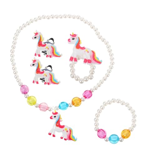 AKOOSY Junge Mädchen Einhorn Schmuckset Mit Armband Ohrringen Und Halskette Für Mädchen Inklusive Ring Für Kostümpartys Und Alltagsgebrauch von AKOOSY