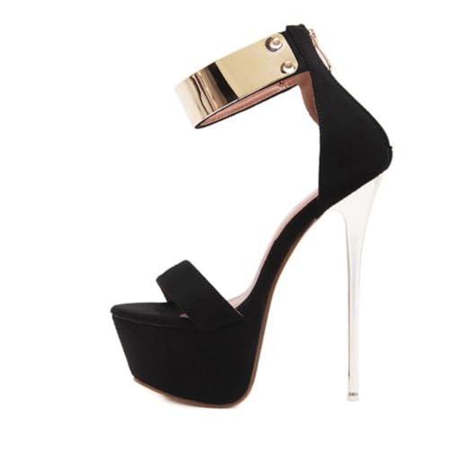 AKOOSY Schwarze Damen Sandalen mit Dünnem Absatz Rutschfeste Sohle Modisch und Atmungsaktiv Sommerschuhe für Partys und Strand Stilvoll und Langlebig von AKOOSY