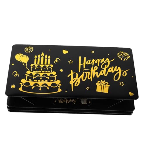 AKOOSY Schwarze Gold Geburtstags Geldumschläge Kartenfächer Cash Holder für Bargeld Münzen Kleine Geschenke Tragbare Geldtasche für Männer Frauen von AKOOSY