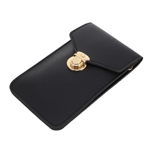 AKOOSY Schwarze Modische Touchscreen Lock Geldbörse mit Schultergurt Kleine Multifunktionale Handytasche und Münzfach für Damen Abnehmbarer Riemen Langlebiges Material und von AKOOSY