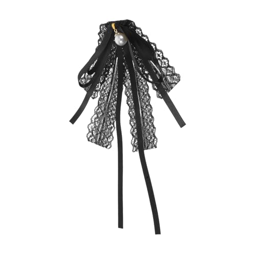AKOOSY Schwarze Spitzen Brosche Schleife Damen Kleidung Accessoire Langlebige Stofffliege Festlich für Blusen Röcke für Frauen und Freunde von AKOOSY