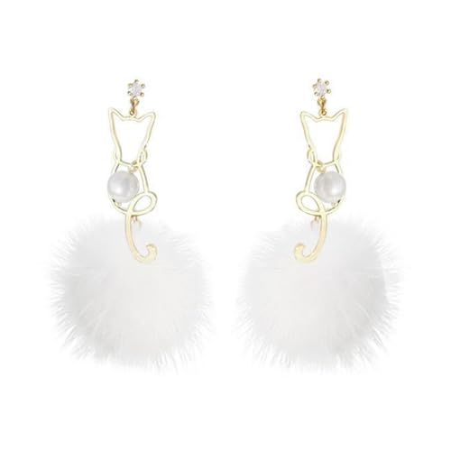 AKOOSY Silber Katzenohrringe mit Weißen Pom Pom Bällen Herbst Winter Schmuck für Frauen Weiche Plüsch Ohrstecker Langanhaltende Ohrringe Geschenkidee für Damen AKOOSY Silber Katzenohrringe mit Weißen Pom Pom Bällen Herbst Winter Schmuck für Frauen Weiche Plüsch Ohrstecker Langanhaltende Ohrringe Geschenkidee für Damen von AKOOSY