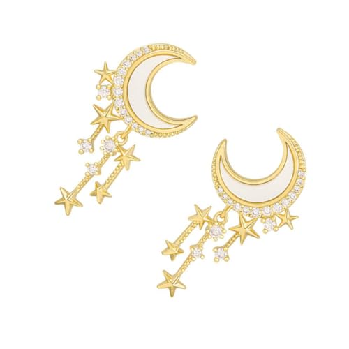 AKOOSY Silber Ohrstecker Mond Stern Ohrringe mit Strass Quaste Damenschmuck Langlebig und Komfortabel Passend für Alltag Party Bühne und AKOOSY Silber Ohrstecker Mond Stern Ohrringe mit Strass Quaste Damenschmuck Langlebig und Komfortabel Passend für Alltag Party Bühne und von AKOOSY
