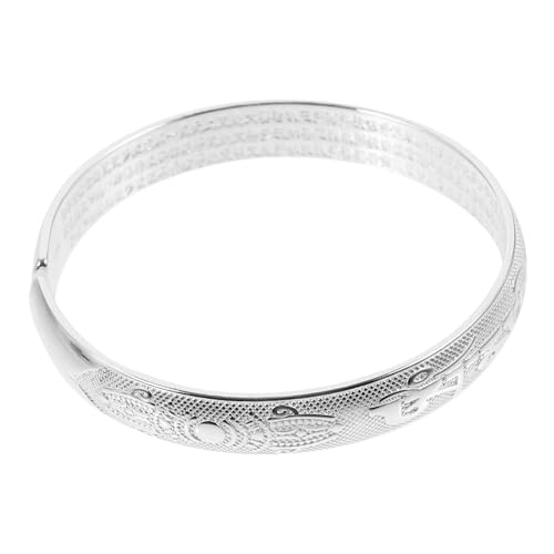 AKOOSY Silberfarbener Geschnitzter Manschettenarmreif Kupfer Unisex Breit Verstellbar Langlebiger Modeschmuck für Männer und Frauen zu Besonderen Anlässen von AKOOSY