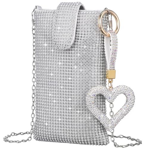 AKOOSY Silberne Kleine Tasche Silbertasche Silberne Clutch-taschen Für Damen Crossbody -handy -geldbörse Glitzer Handtasche Crossbody Bag von AKOOSY
